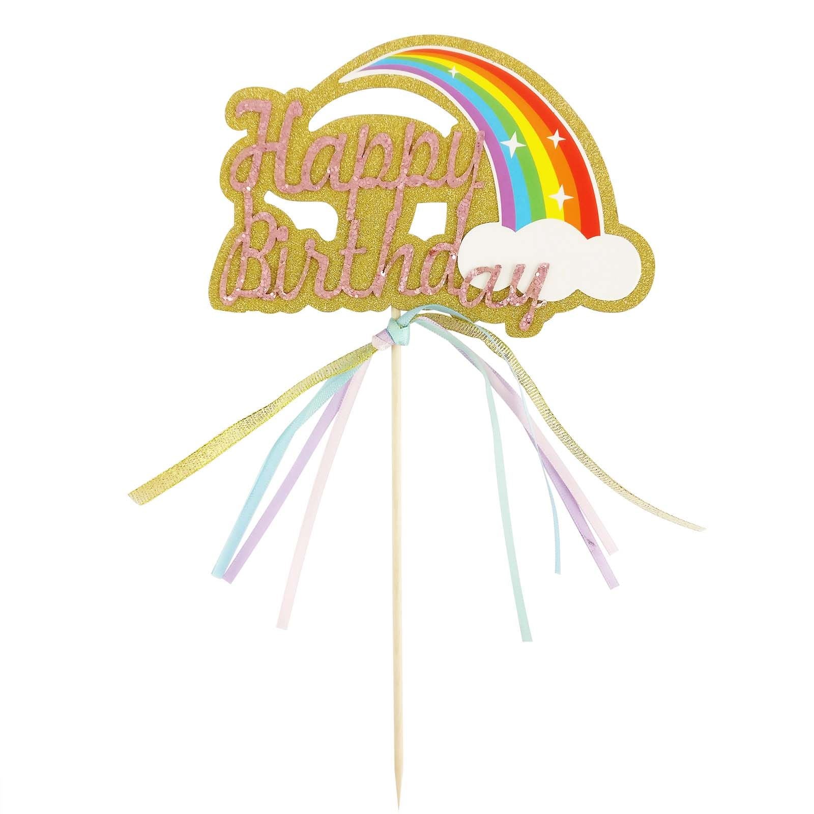Rainbow Happy Birthday Cake Topper