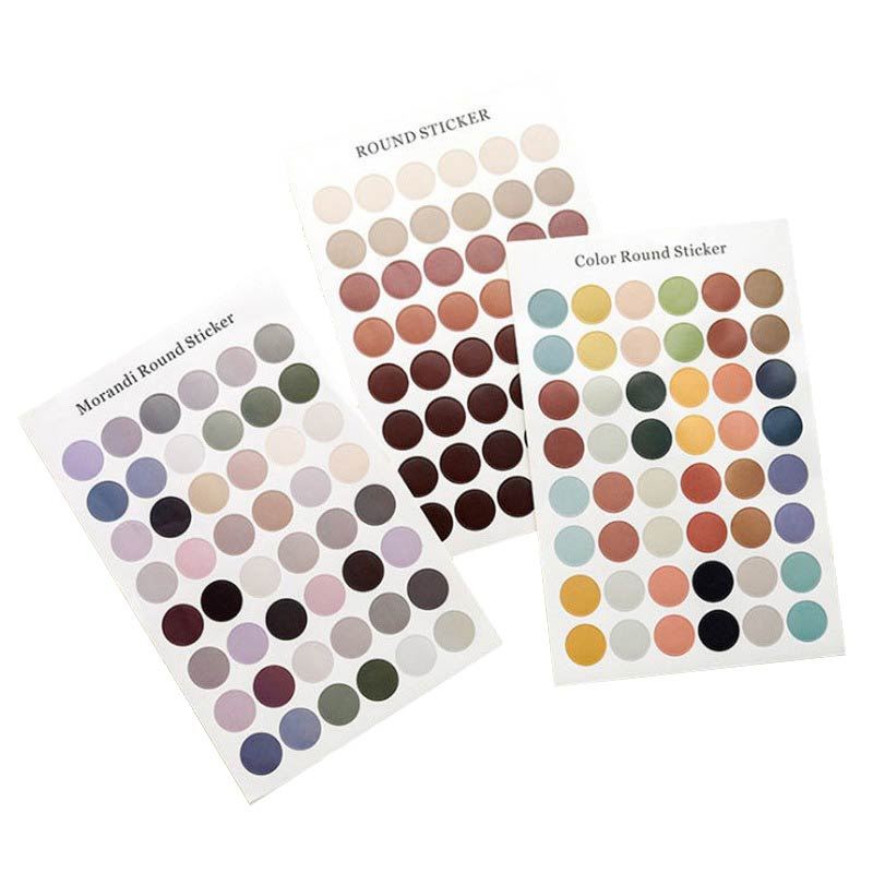 3x Sheets of Subtle 1 Inch Coloured Stickers
