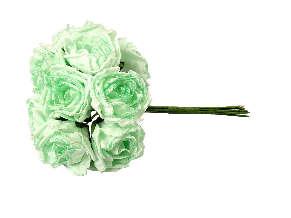 Bunch of 10 Glitter Foam Roses