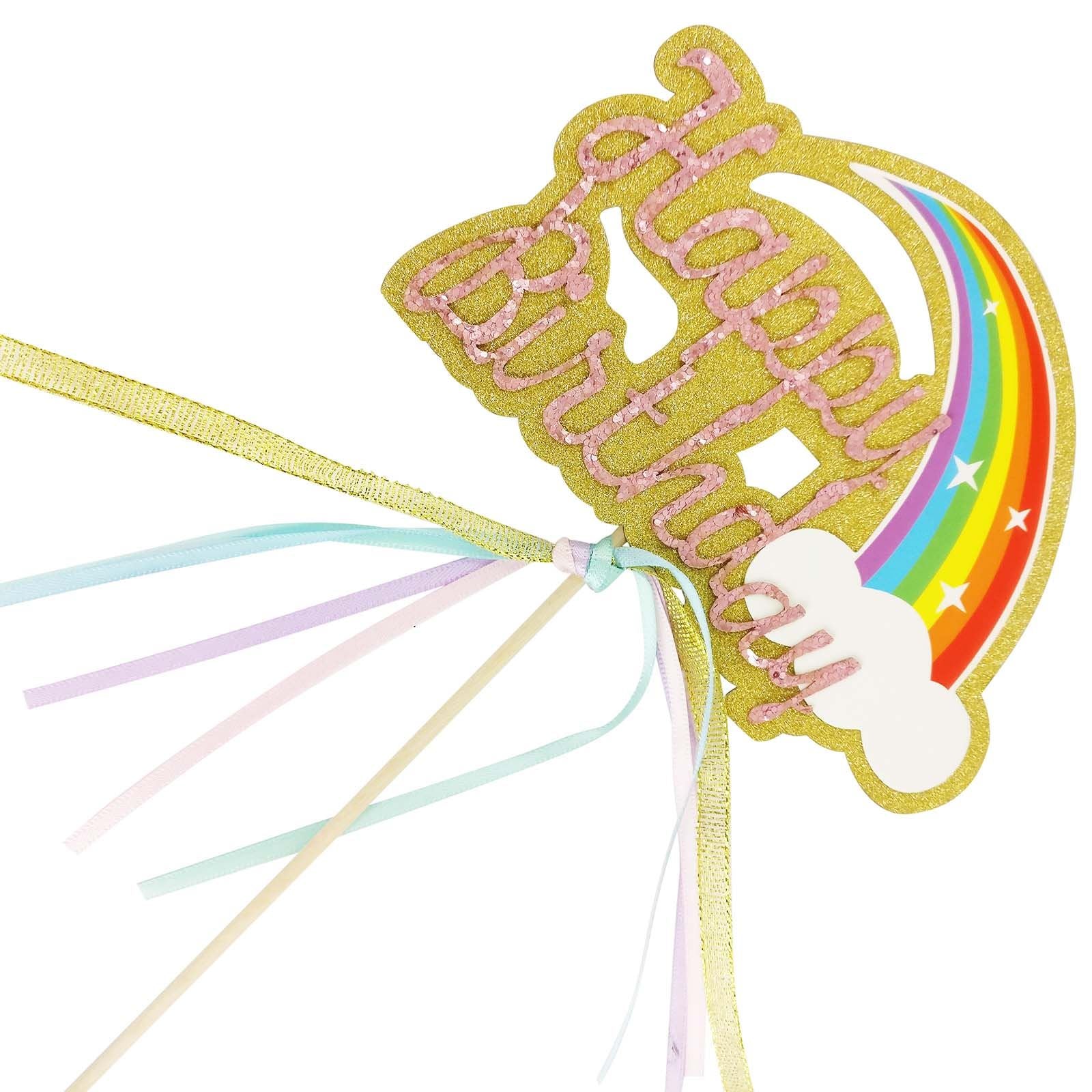 Rainbow Happy Birthday Cake Topper