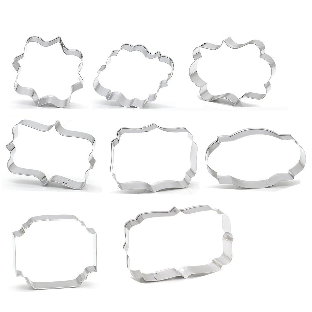 Set of 8 Stainless Steel Large Plaque Cutters - Biscuit Mold Frame Cloud Vintage Sign
