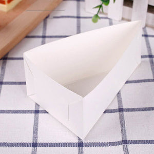 White Triangular Cake Slice Serving Boxes