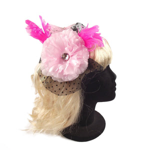 Burlesque Ostrich Feather and Diamond Fascinator