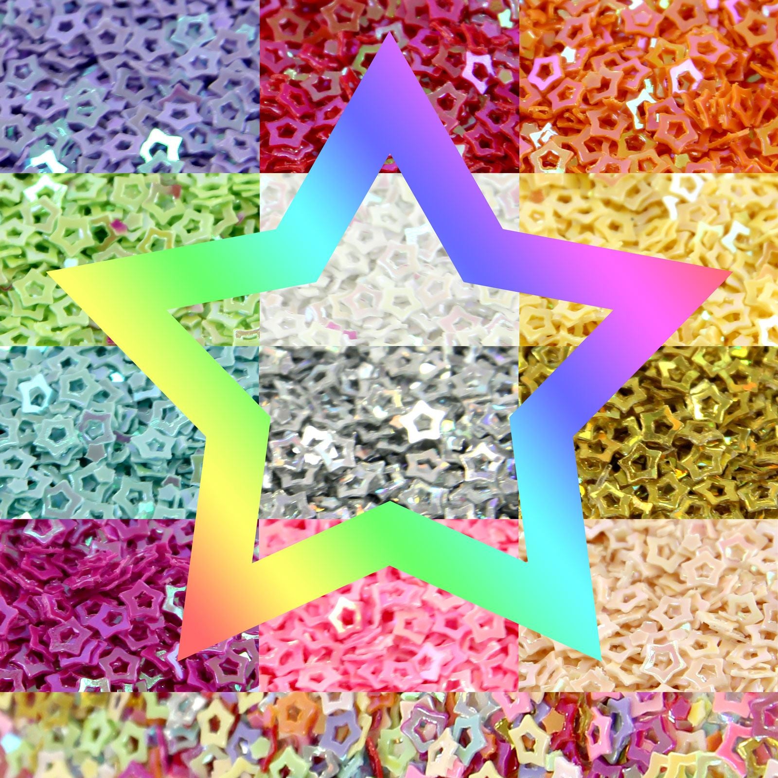 Bottles of Iridescent Star Shape Glitter