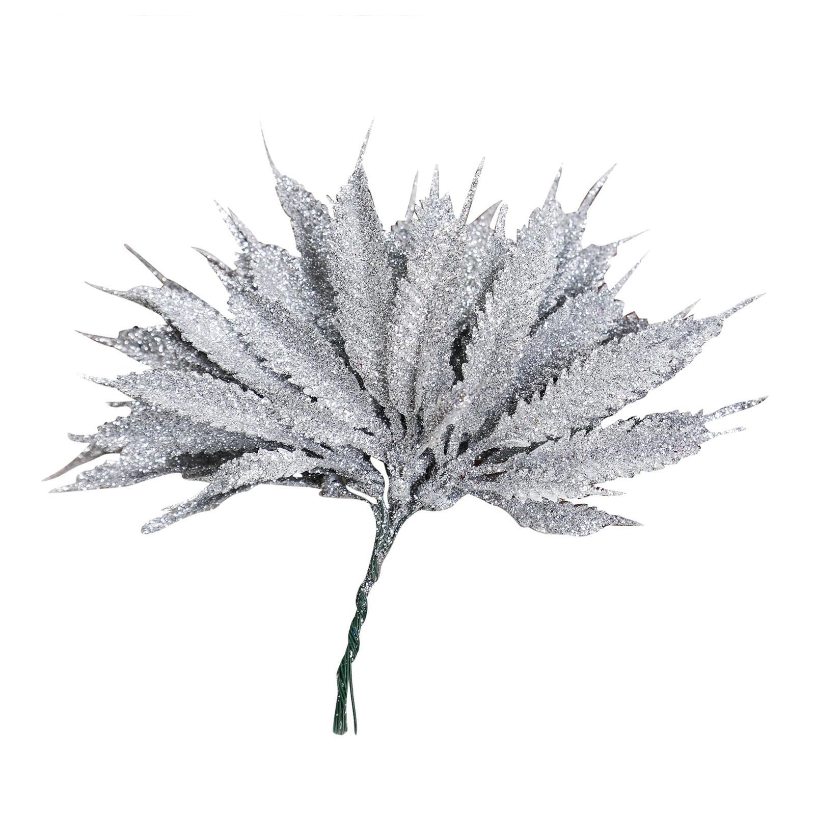 Bundle of 6 Mini Glitter Palm Leaves
