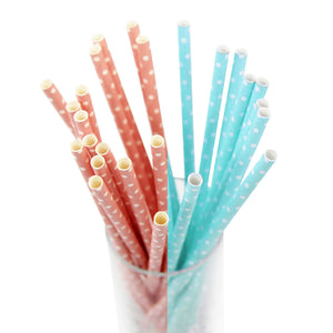 50x Polkadot Vintage Paper Straws