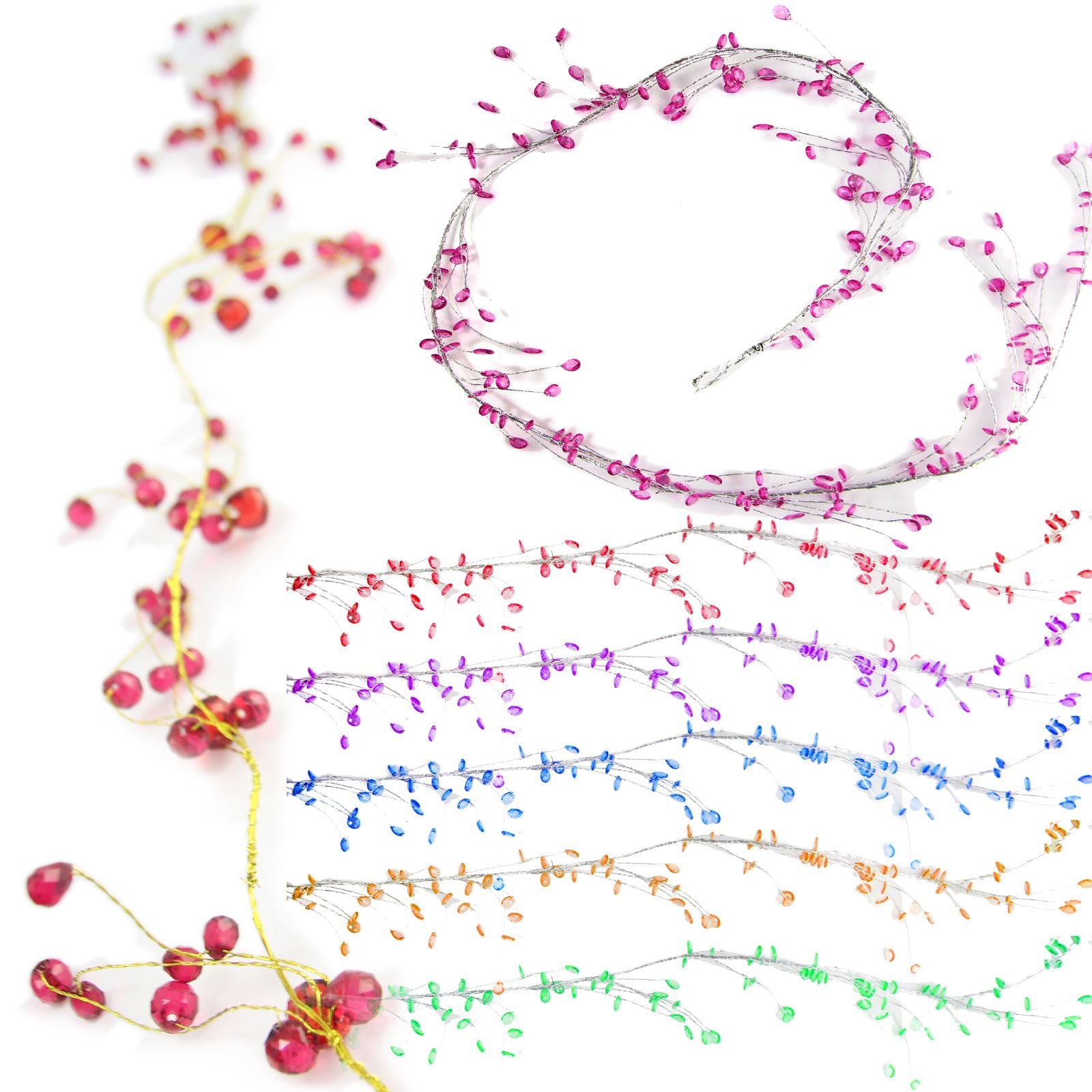 130cm Branching Coloured Crystal Garland