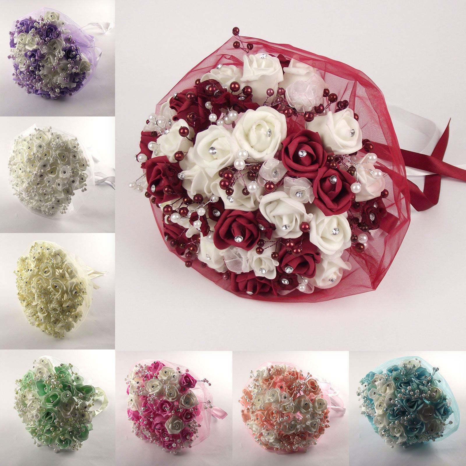 Rosebud, Diamante and Pearl Bridal Bouquet