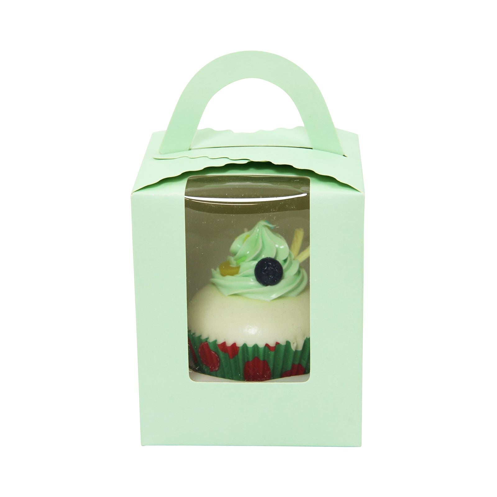 Large Coloured Single Cupcake Boxes with Window and Handle