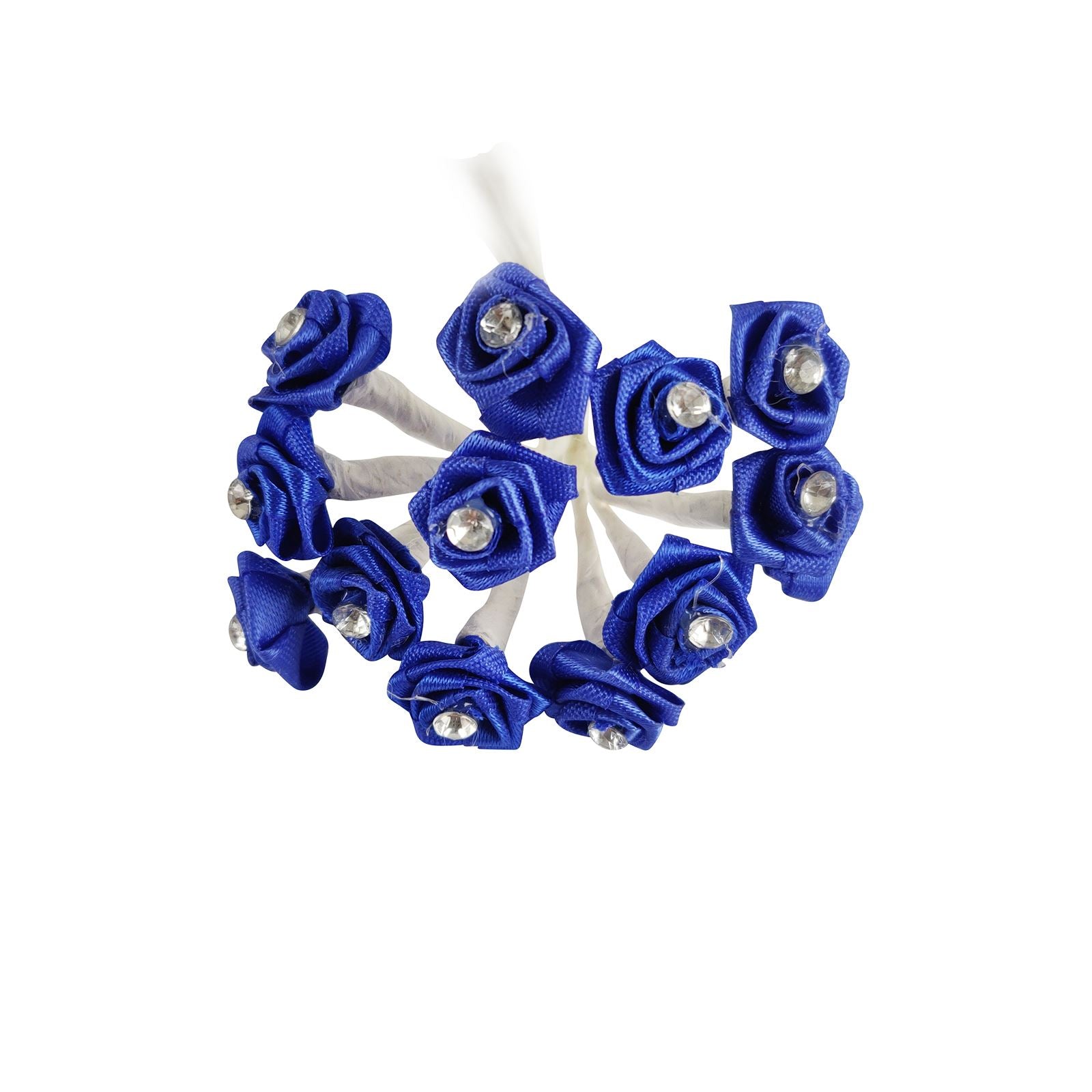 Bundle of 12 Mini Satin Diamante Roses