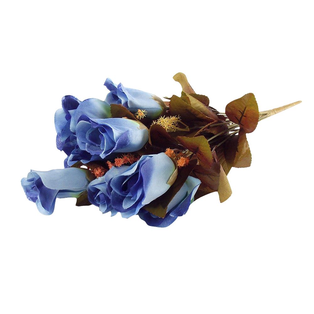 12 Head Silk Rose Bud Bush
