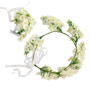 Wisteria Flower Crown with Bracelet Set