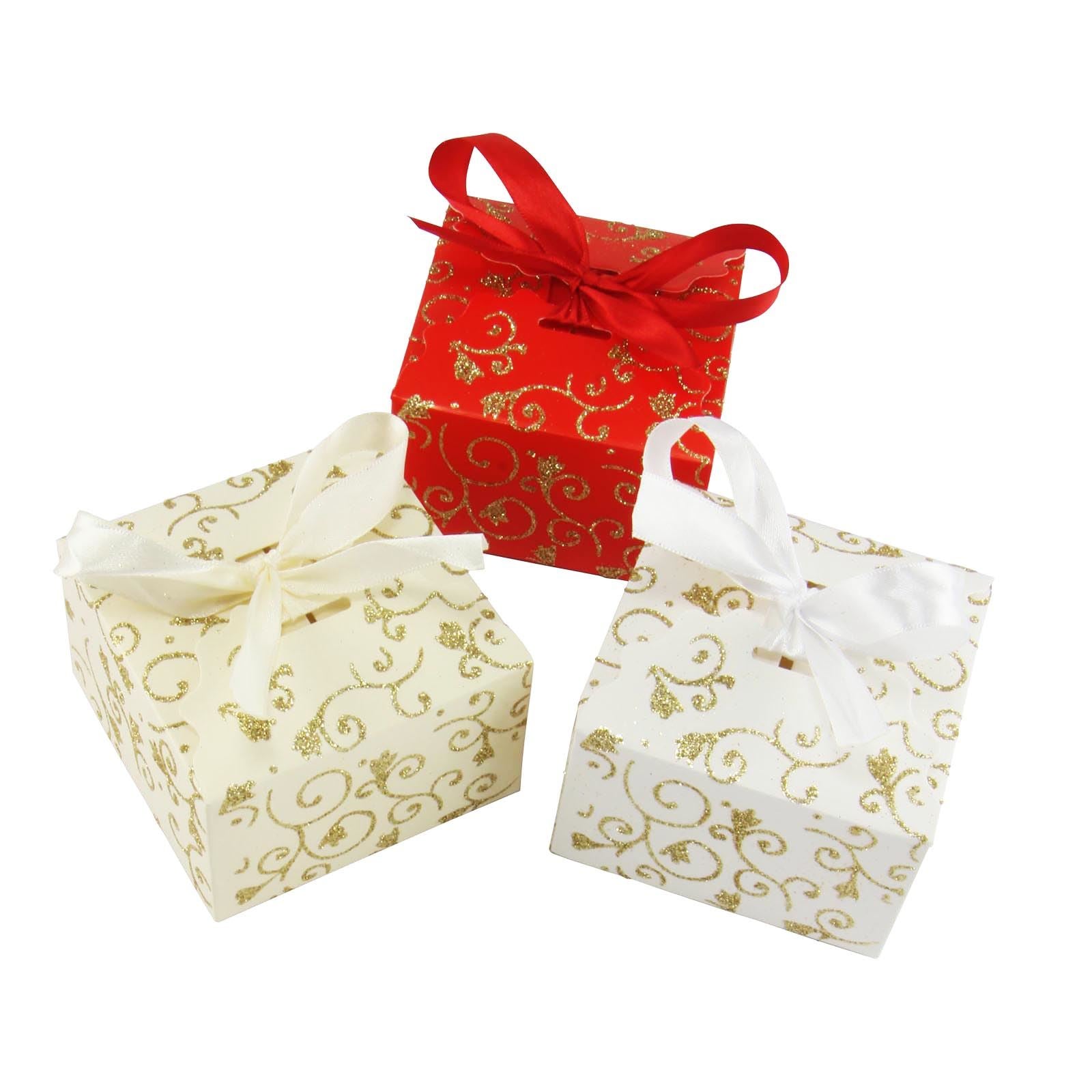Large Glitter Swirl Favour Boxes with Ribbon
