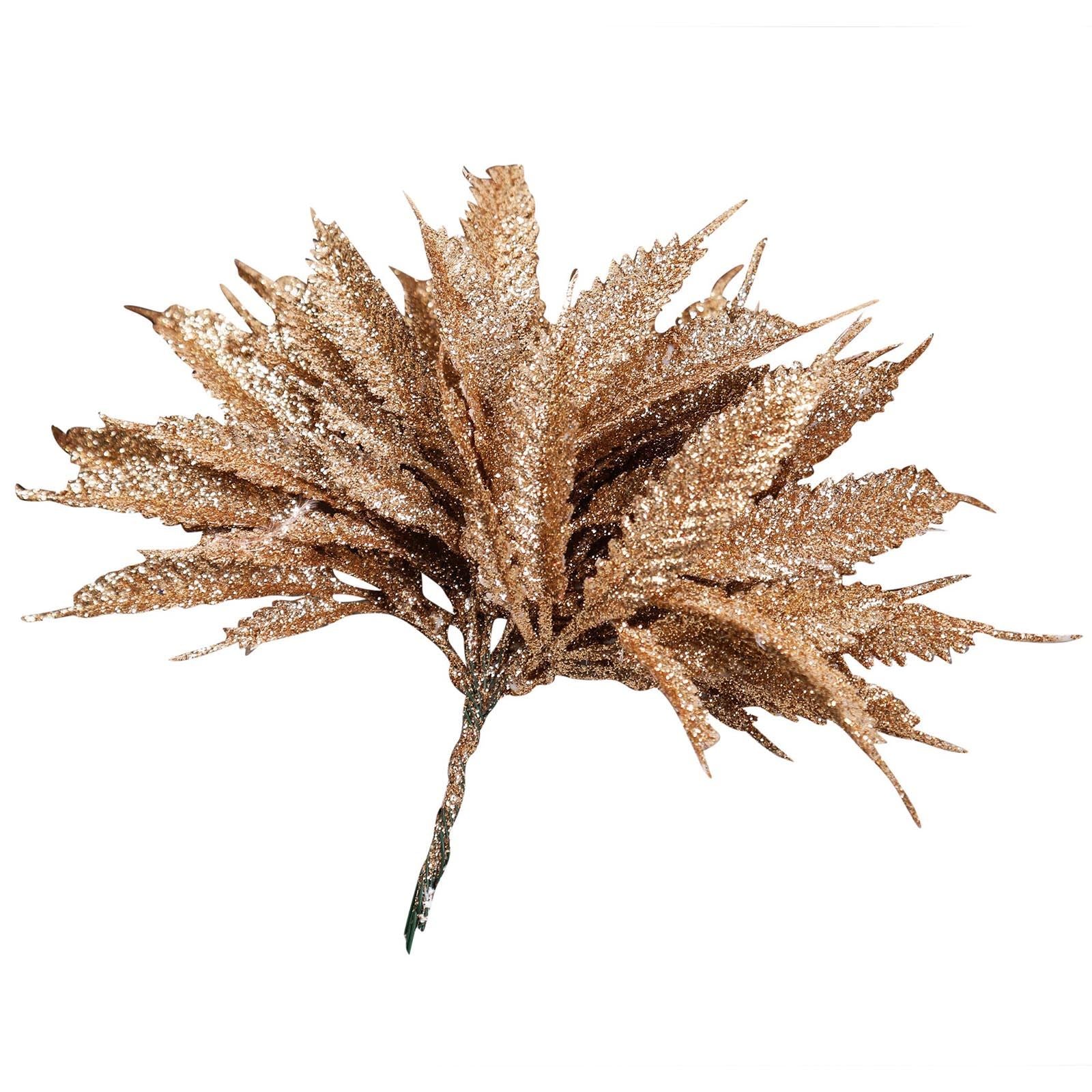 Bundle of 6 Mini Glitter Palm Leaves