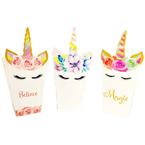 12x Unicorn Theme Party Favour and Popcorn Boxes