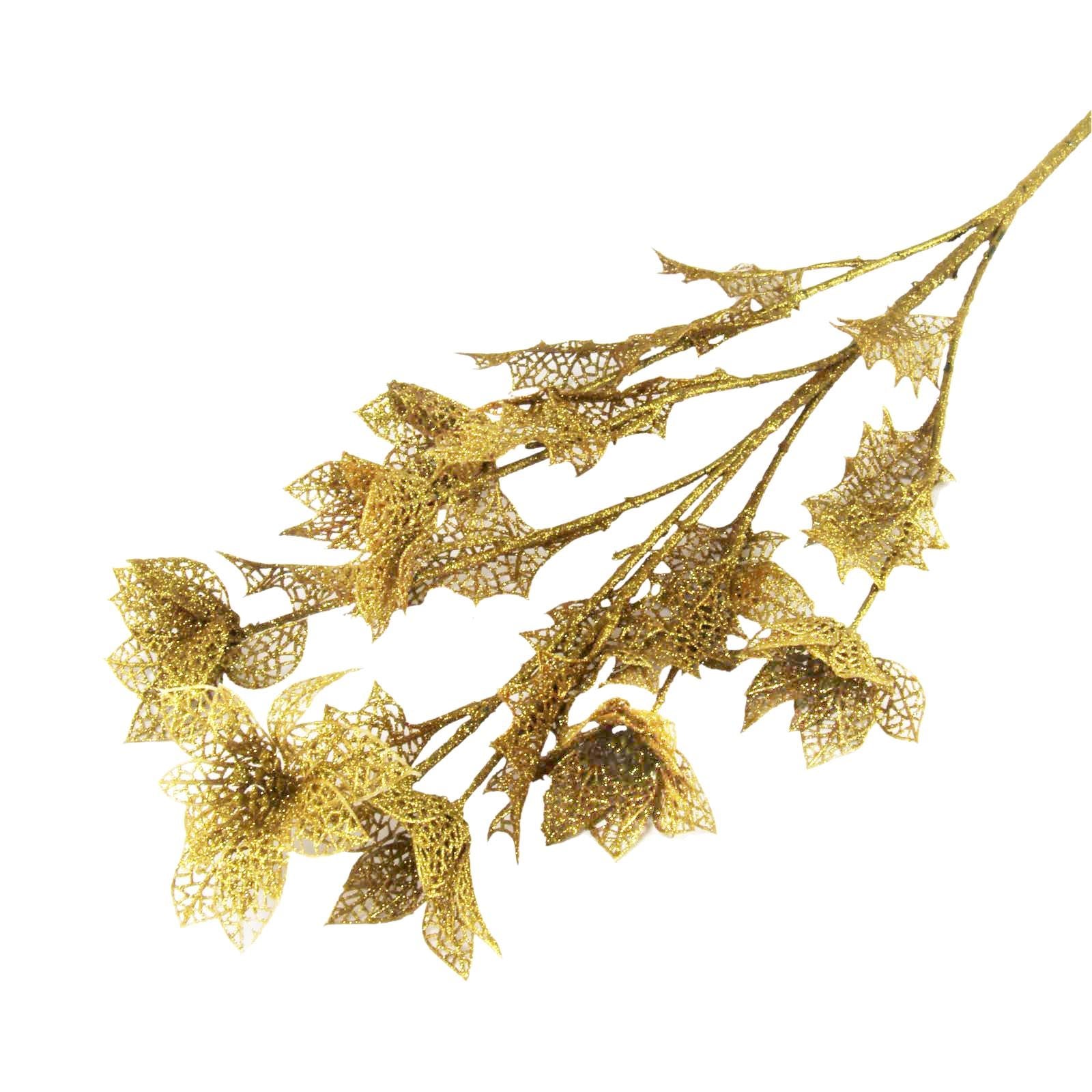 Large Heavy Glittered Poinsettia Spray