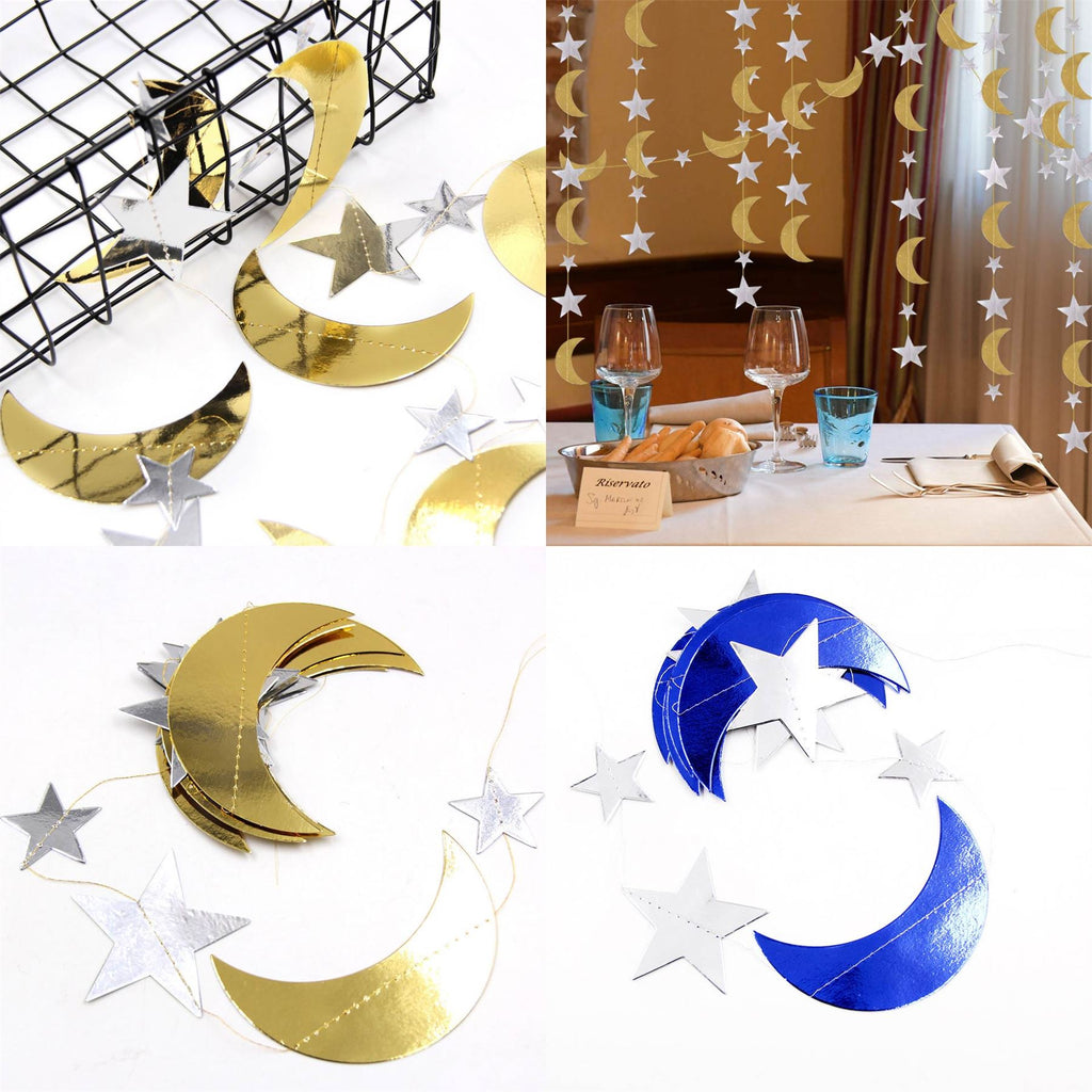 2 Metre Moon and Star Paper Hanging Chain