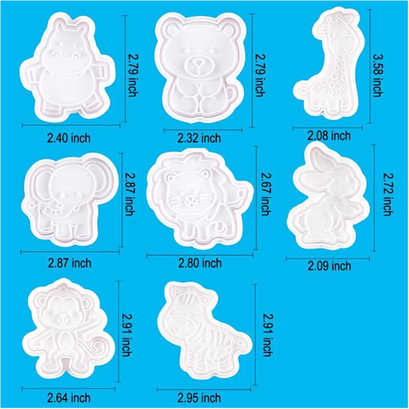 Set of 8 Baby Exotic Animal Embossing Cutters