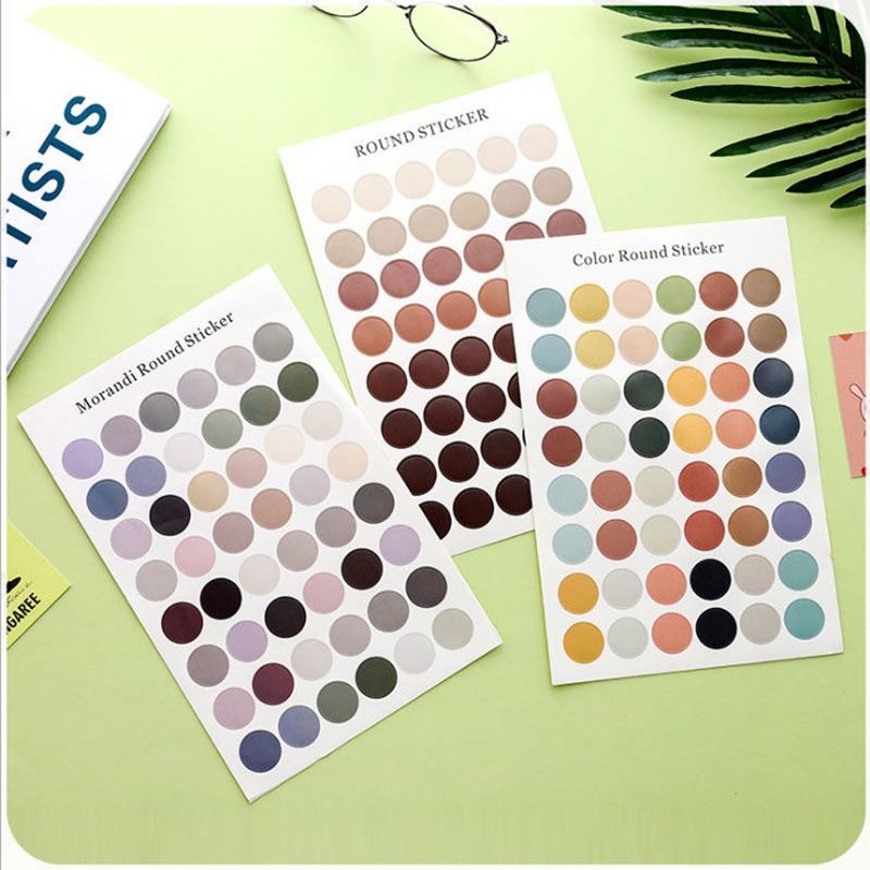 3x Sheets of Subtle 1 Inch Coloured Stickers