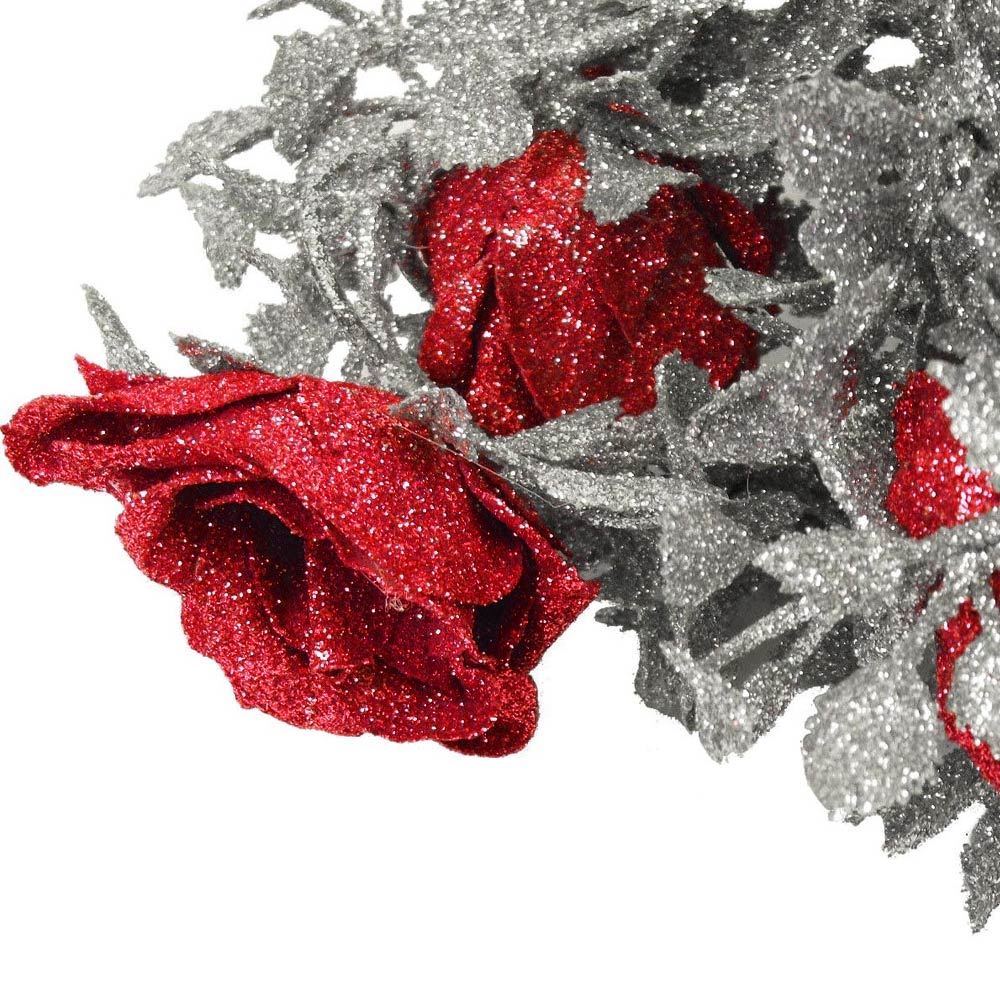 Heavy Glittered Rose Vine Garland