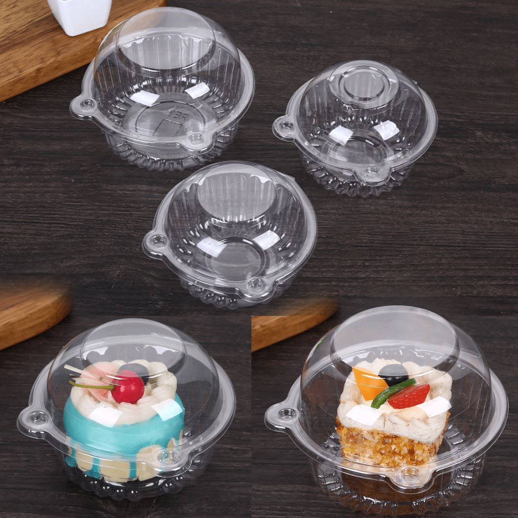 Transparent Cupcake Pod Clam Boxes - Dessert Presentation Shell Clear