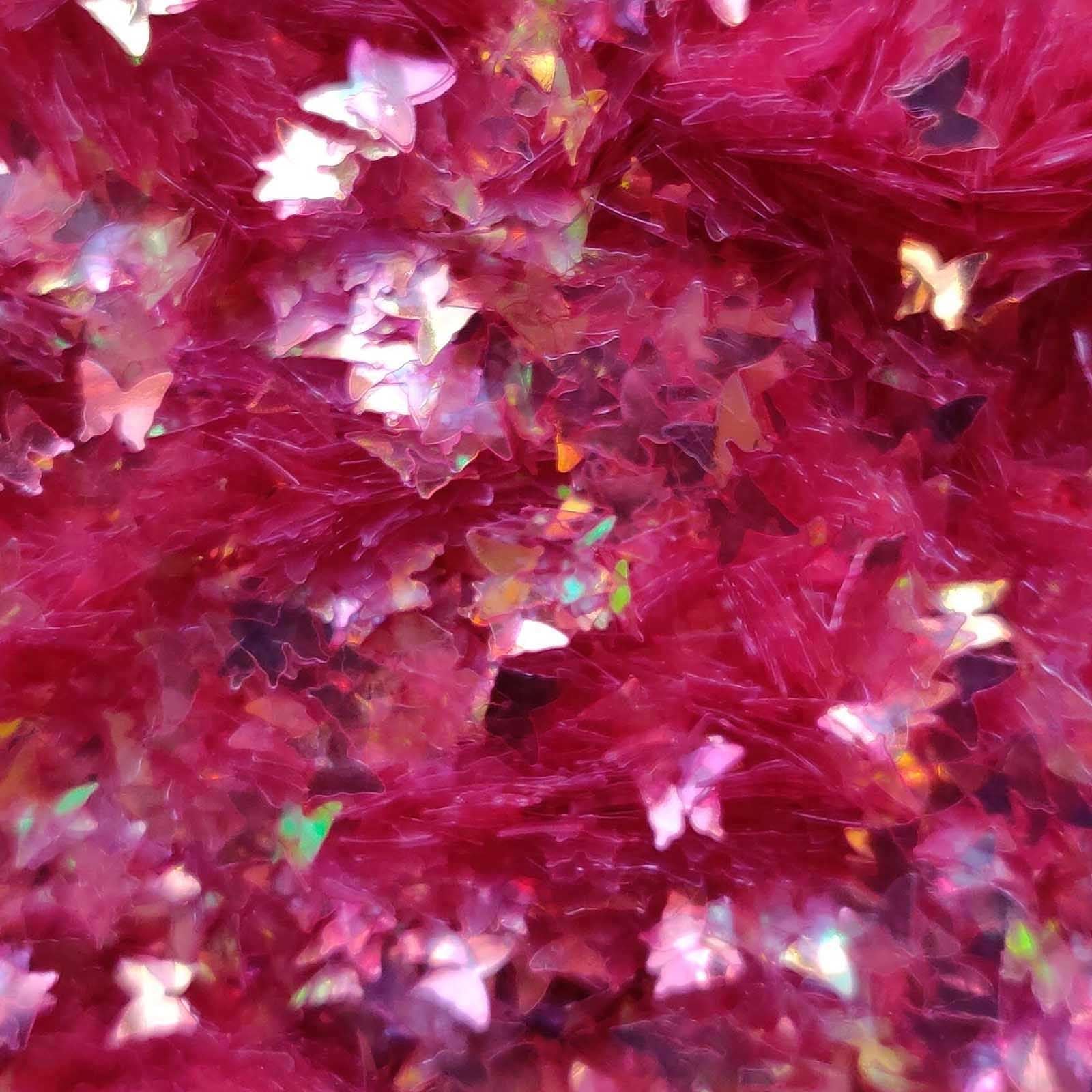 Glitter Elements - Iridescent Red - 3mm Butterfly