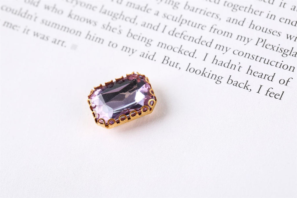 Coloured Large Rectangular Rhinestones in Setting