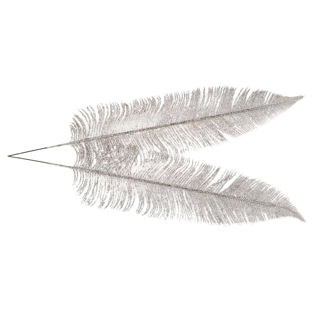 2x Large Heavy Glittered Spiky Feather Leaf
