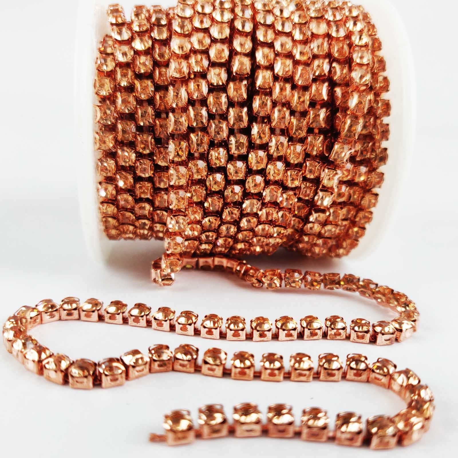 SS16 Rose Gold And Iridescent Rhinestone Chains