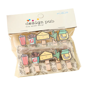 Fancy Printed Assorted Wooden Pegs