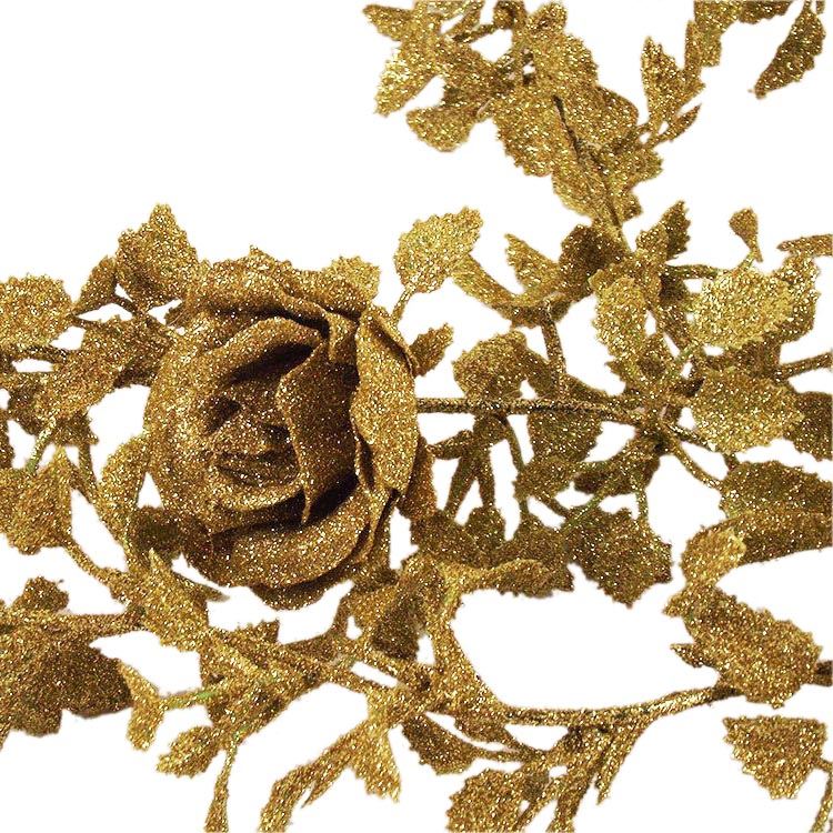 Heavy Glittered Rose Vine Garland