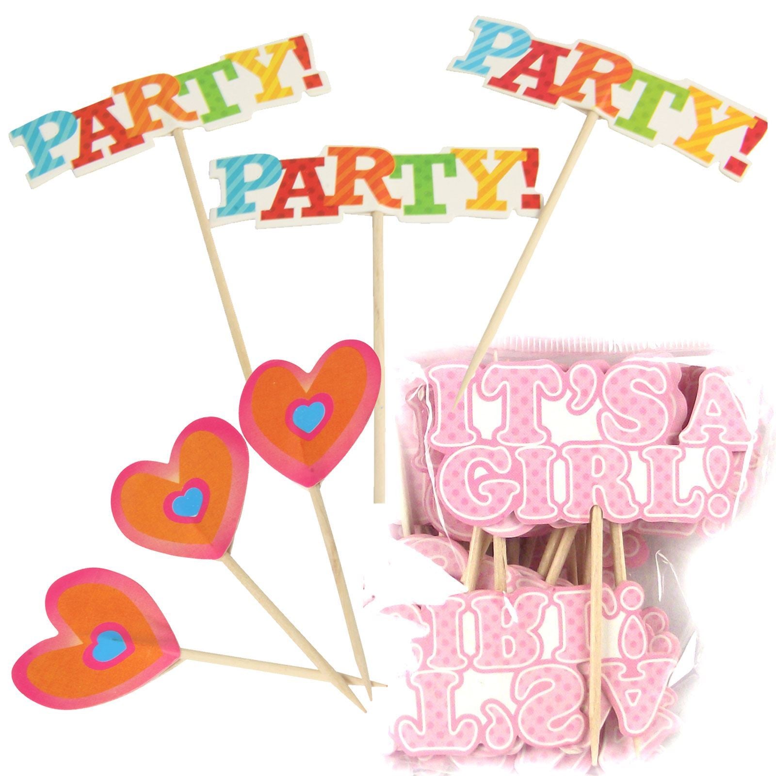 Party, Loveheart & 'Its A Girl' Cupcake Toppers