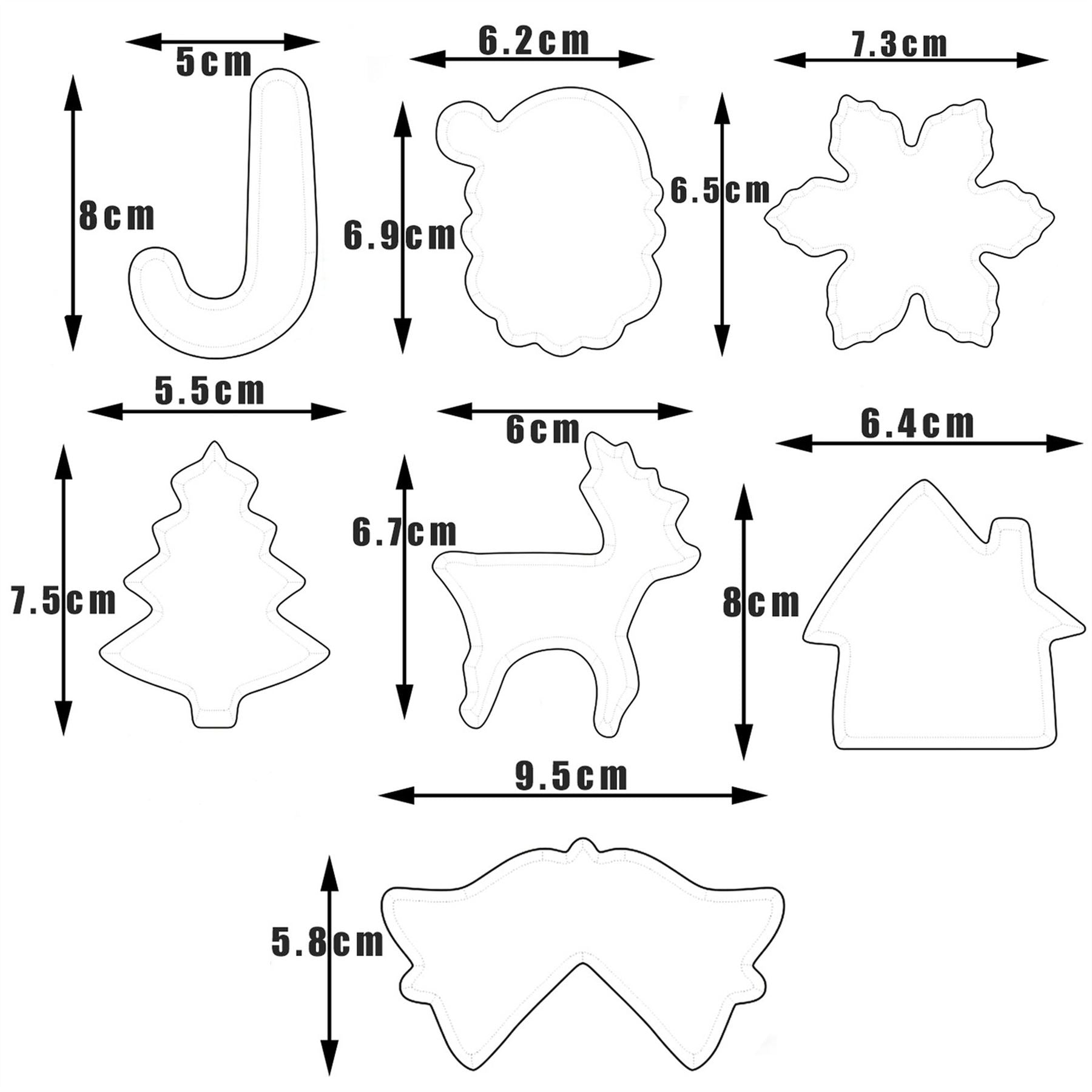 Stainless Steel Christmas Cookie Molds - Cane Santa Claus Snowflake House Elk Christmas Tree and Bell Set