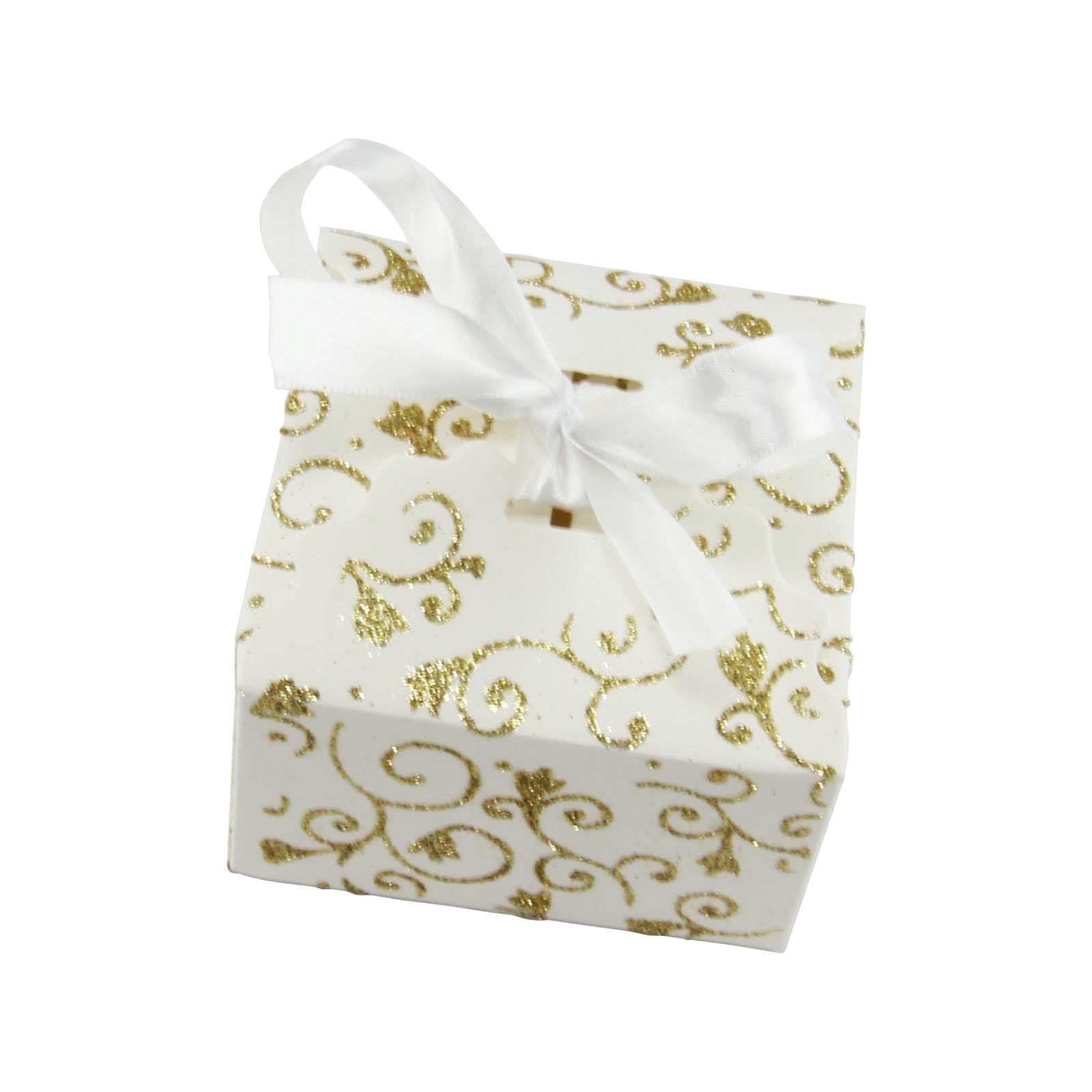 Large Glitter Swirl Favour Boxes with Ribbon