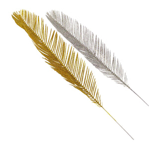 2x Long Glittered Feathers / Palm Leaves