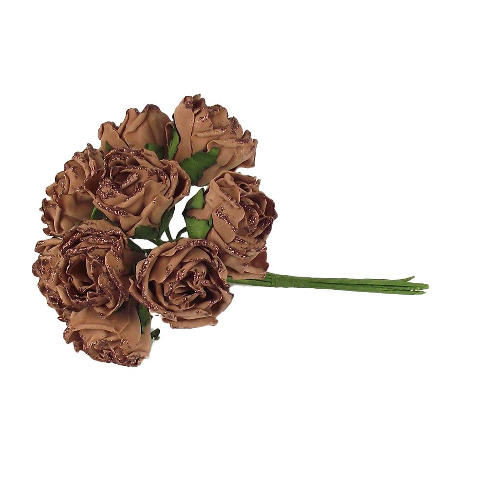 Bunch of 10 Glitter Foam Roses