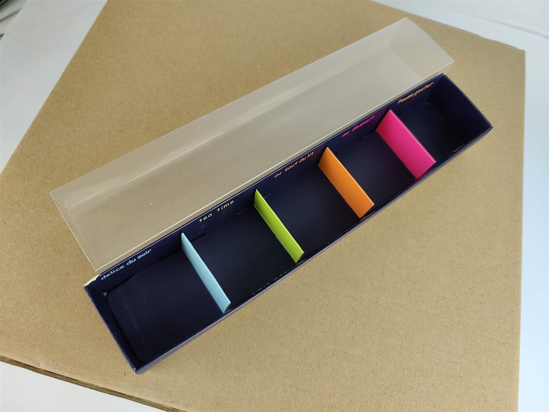 Black 5 Macaron Box with Rainbow Insert