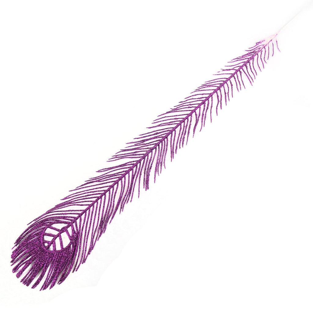 Long Glittered Artificial Peacock Feather