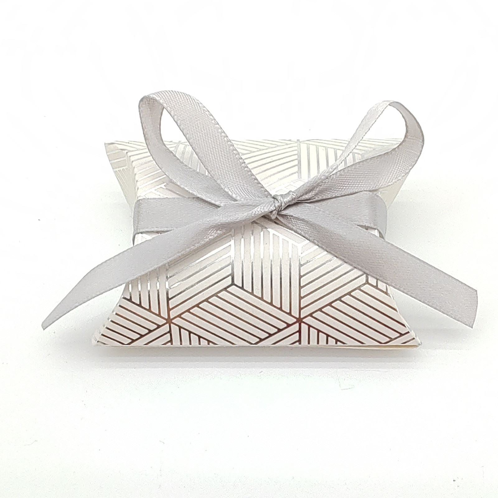 Luxury Gold and Silver Metallic Geometric Print Pillow Boxes - Wedding Favour