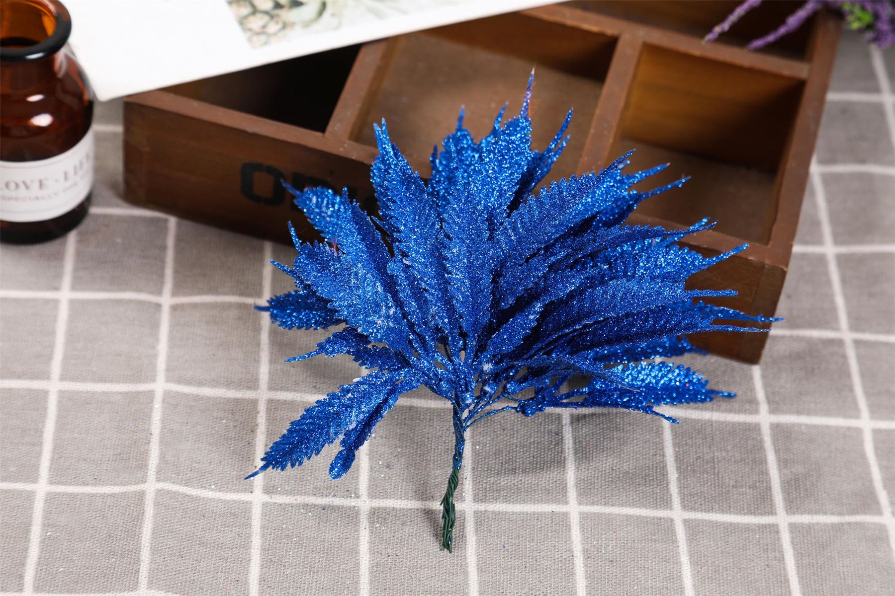 Bundle of 6 Mini Glitter Palm Leaves