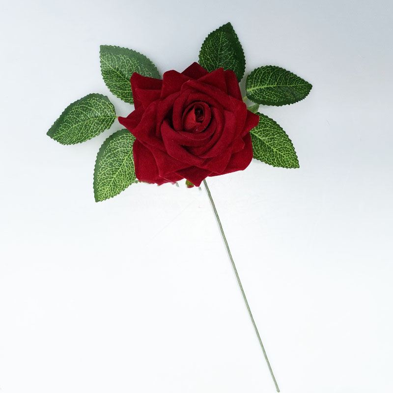 Premium Velvet Single Roses with Wire Stem