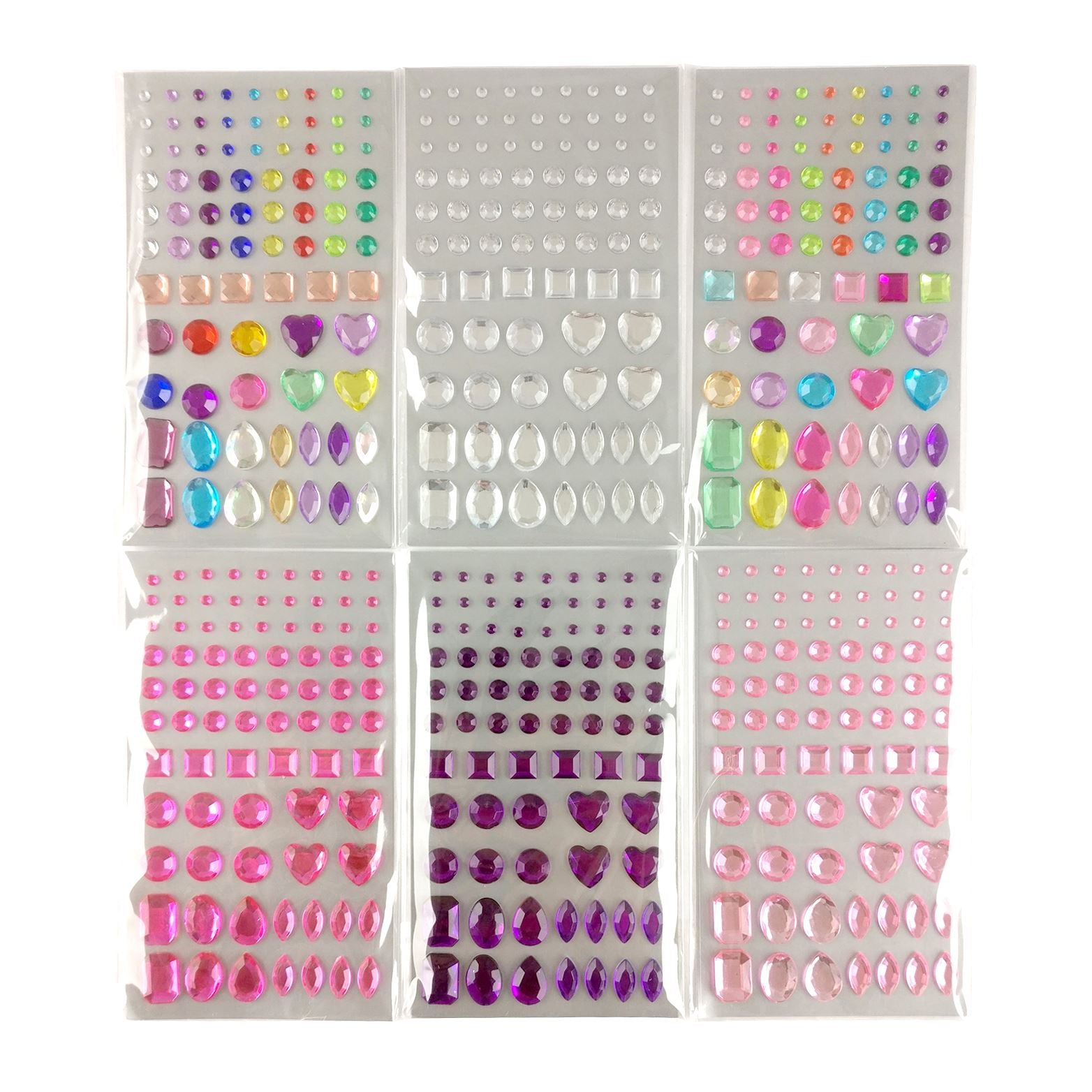 Packs of Multicolour Face Gems
