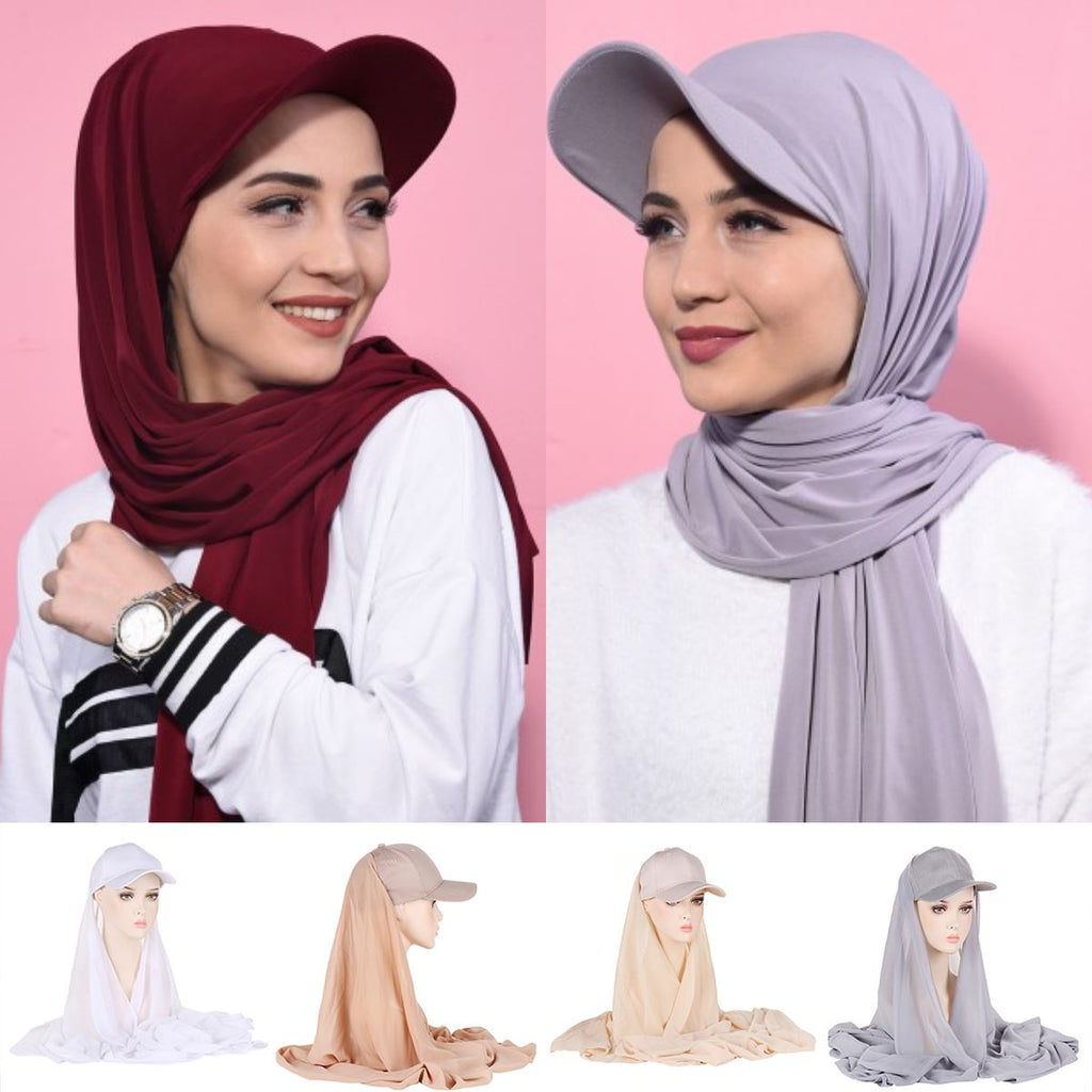 Sports Hijab With Baseball Cap Integrated - Sun Visor Hat Scarf