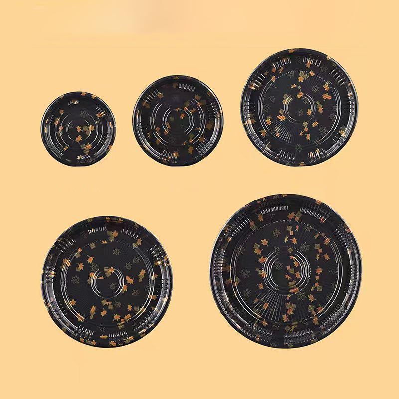 Large Disposable Clear Top Round Sushi Serving Platters - Transparent Plastic Cake Box