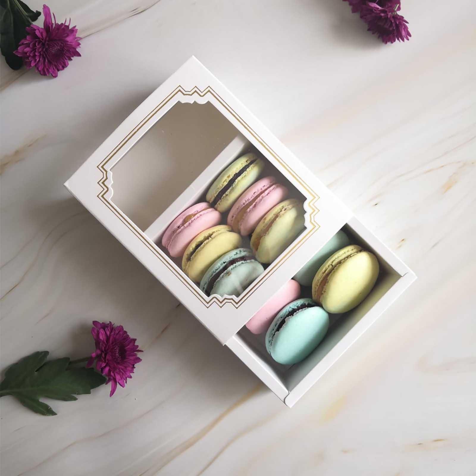 Premium White Windowed Macaron Boxes