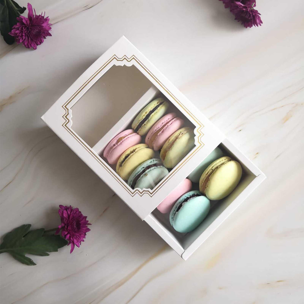 Premium White Windowed Macaron Boxes