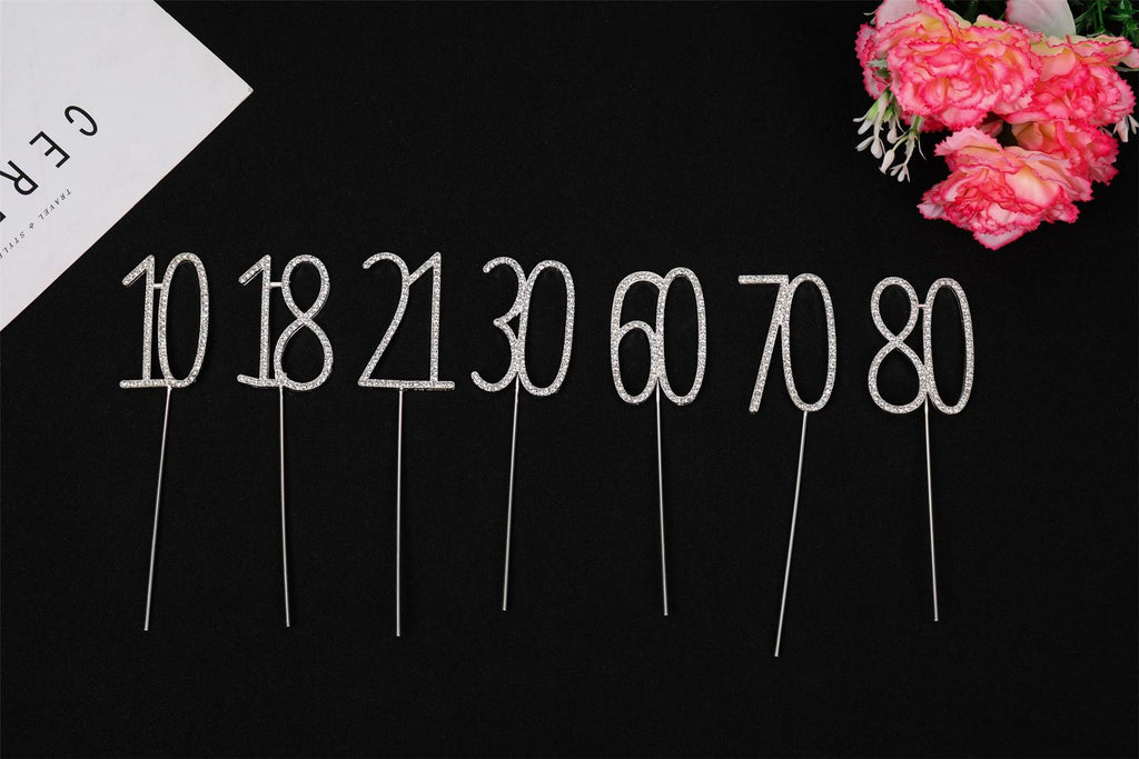 Premium Metal Diamante Number Cake Toppers
