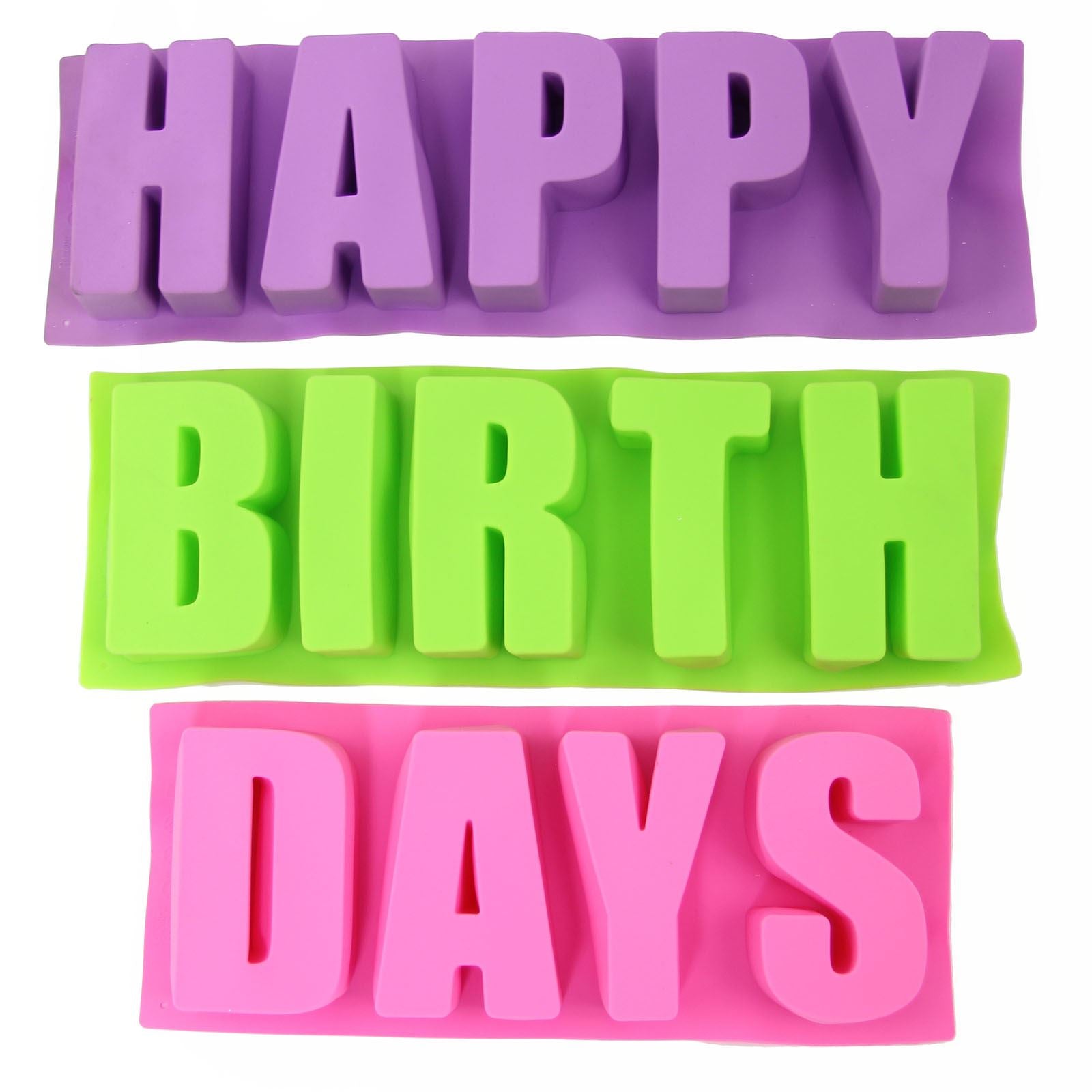Happy' 'Birth' and 'Days' Silicone Baking Mould Set