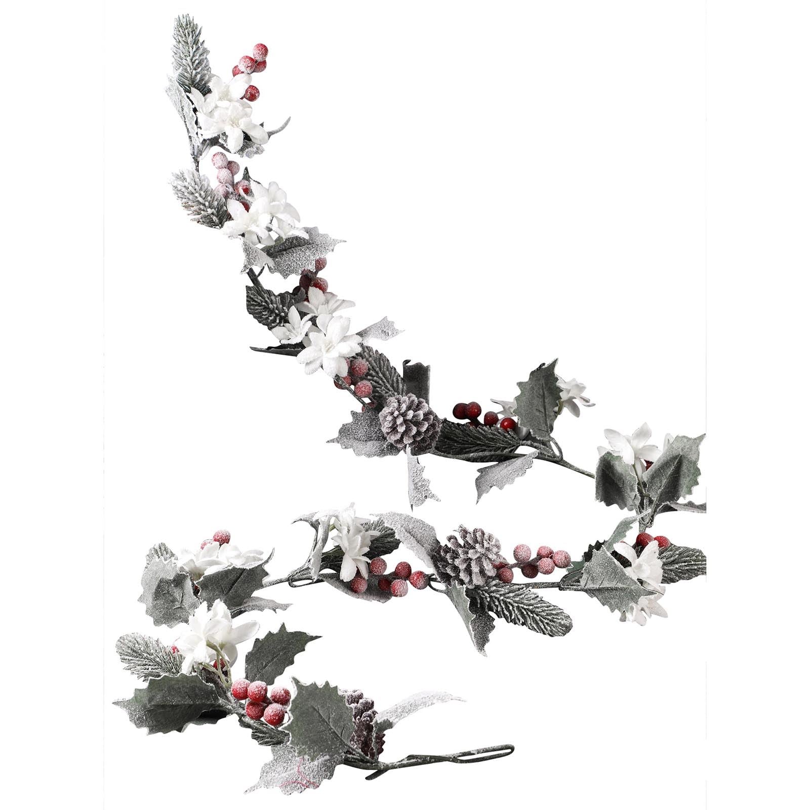 Premium Frosted Xmas Flower Wreath and Garland