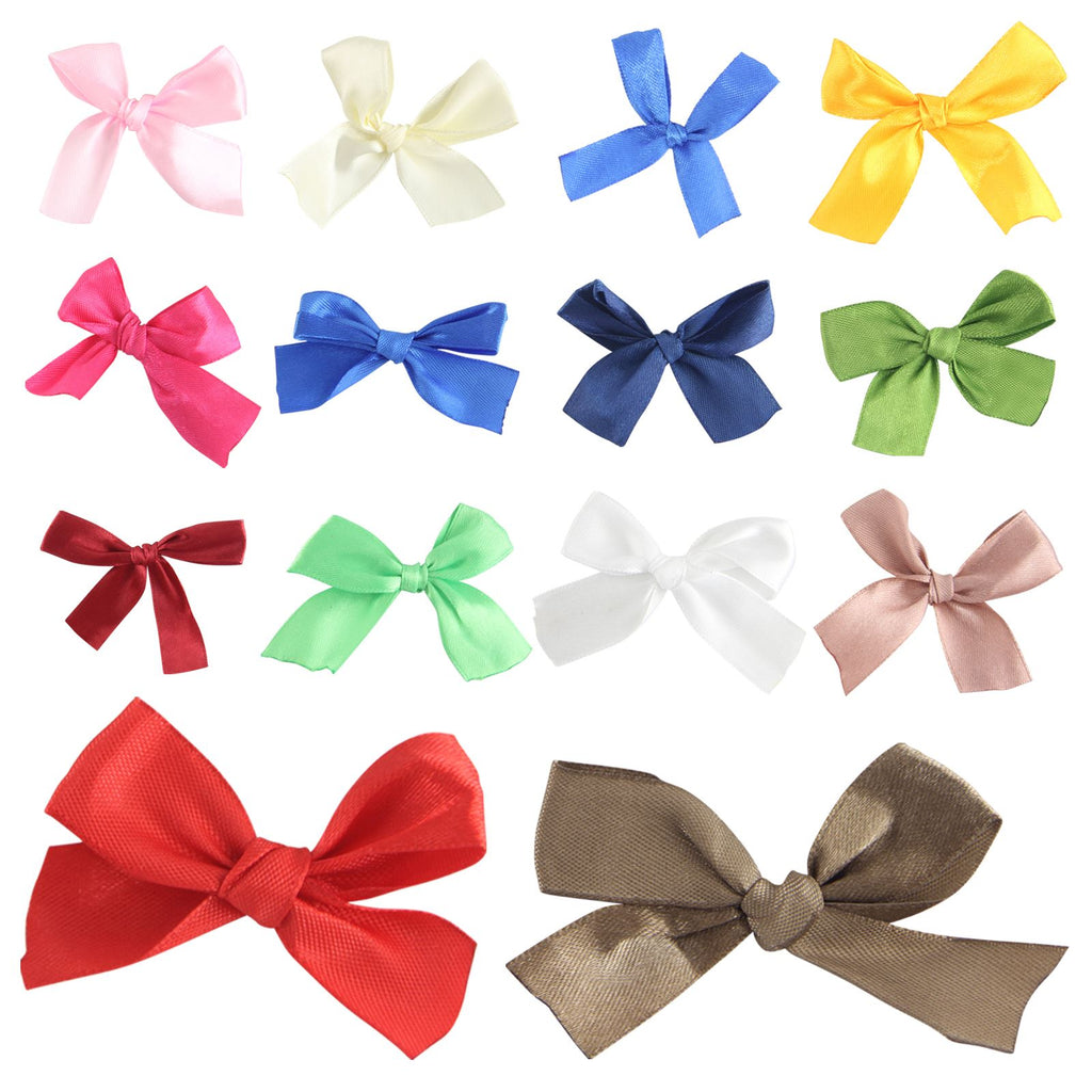 14x Packs 20mm Satin Ready Made Bows - Pack of 25 bows - Set of 13 Colours